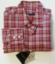 John Varvatos Men Shirt Size S (16.5-34) 611 Brick Color Plaid Light Cot... - £57.20 GBP
