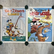 Vtg Walt Disney Comic Poster 1986 Donald Duck Sailboat Mickey And The Beanstalk - £18.99 GBP