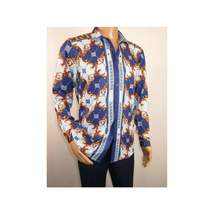 Men's Sports Shirt By Barocco Fashion Printed Long Sleeves Soft Feel ERS401 Blue image 9
