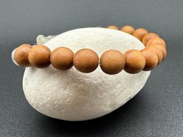 Handcrafted Natural Crystal Bracelet Lao Shan Sandalwood and White Quartz - $13.17