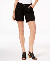 Style &amp; Co Womens Petite Flap pocket Shorts color Deep Black Size 4 Petite - £27.44 GBP