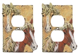 Rustic Western Chestnut Palomino Horses Duplex Outlet Receptacle Cover Set Of 2 - £19.65 GBP