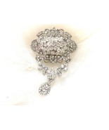 Rhinsetone Brooch Pendant, Dangle Rhinestone Brooch, Vintage Crystal Bro... - $61.54 CAD
