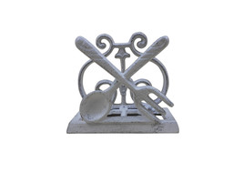 Whitewashed Cast Iron Fork and Spoon Kitchen Napkin Holder 5&quot;&quot; - $353.82 MXN