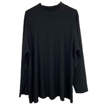 Denim &amp; Company Rib Knit Shirt Women Plus 2X Long Sleeve Mock Neck Stretch Black - £10.79 GBP