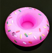 Inflatable Floating Drink Can Cup Holder Swimming Pool Beach Toy Pink Donut - £4.96 GBP