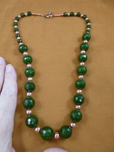 (v308-30) 24&quot; long Green jade gemstone + copper beads beaded Necklace JEWELRY - £159.48 GBP