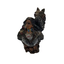 Native American Indian and Wolf Sculpture Figurine Youngs Inc Figure Decor - £14.03 GBP