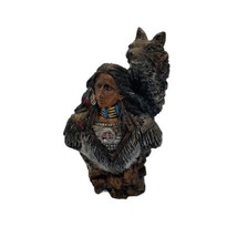 Native American Indian and Wolf Sculpture Figurine Youngs Inc Figure Decor - £13.85 GBP