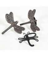 Lot 3 Brass Bronze Tone Napkin Rings Dragonfly Holders Vintage - £7.90 GBP