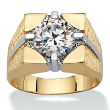 PalmBeach Jewelry Men&#39;s 4 TCW Cubic Zirconia Gold-Plated Signet-Style Ring - £31.71 GBP