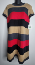 CALVIN KLEIN Womens Dress Large Striped Knit Tan Black Red Gray NEW Shor... - £23.56 GBP