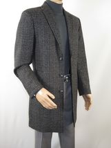 Men RENOIR Wool Blend Black White Plaid 3/4 Length Winter Coat W/Liner 43-18-095 image 8