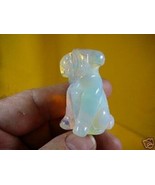 (Y-DOG-AI-551) WHITE WIRE FOX AIREDALE Terrier dog gemstone carving figu... - $19.22 CAD