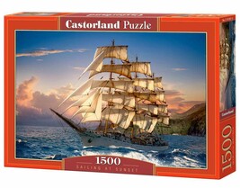 1500 Piece Jigsaw Puzzle, Sailing at Sunset, Sailing Ship Puzzle, Ocean Puzzle, - $652.60 MXN