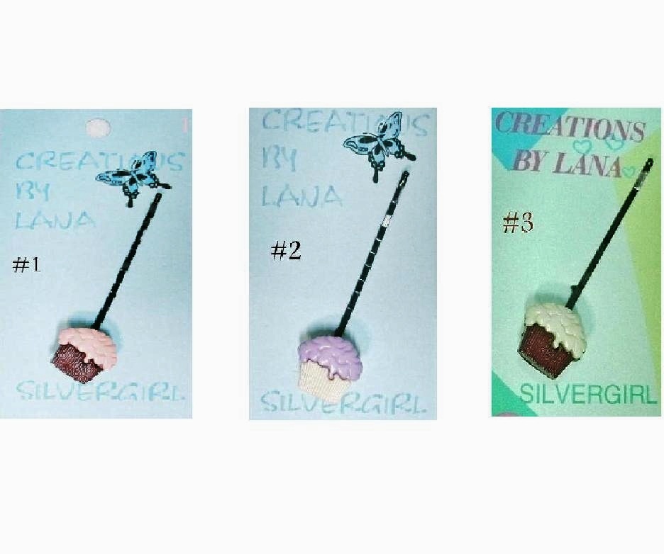 FUN Hand Created OOAK Bobby Pins Cupcakes