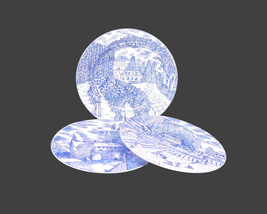 Three American Atelier Blue Toile salad plates. Multi-motif toile landscape. - £52.75 GBP