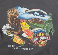 Vtg 90&#39;s Black Harley Davidson Pacific A Ride in Paradise Maui Hawaii T-Shirt L - £38.03 GBP