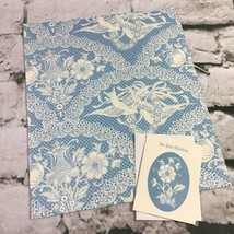 Vintage Current Gift Wrap Sheet Lovebirds Blue Print With For Your Wedding Card - £7.76 GBP