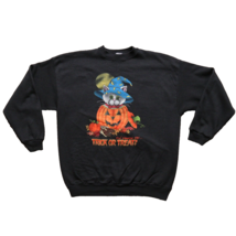 Vintage Halloween Cat Pumpkin Trick or Treat Crewneck Sweatshirt XL Tultex 90s - £21.48 GBP