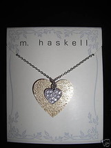 M. Haskell Double Pendant Hearts Rhinestones Womens Necklace - £9.63 GBP