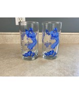 The Big Four Vintage Football Themed Blue 8oz Drinking Glass Lot Of 2 - $17.63 CAD