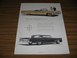 1958 Print Ad Continental Mark III Convertible &amp; Landau 4-Door - £7.34 GBP