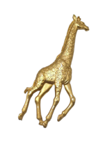 JJ Jonette Signed Giraffe Brooch Pin Matte Gold Tone Vintage 3.5 inches Long - $22.27