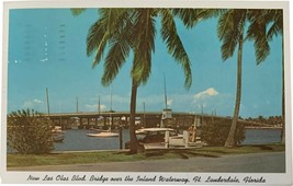 Postcard, 1965, Las Olas Blvd. Bridge over the Inland Waterway Ft. Lauderdale FL - £7.81 GBP