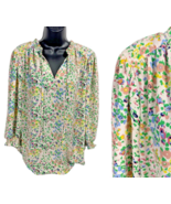 Carolina Belle Tunic Size 1X Blouse Top White Floral Cottagecore Romanti... - $39.73
