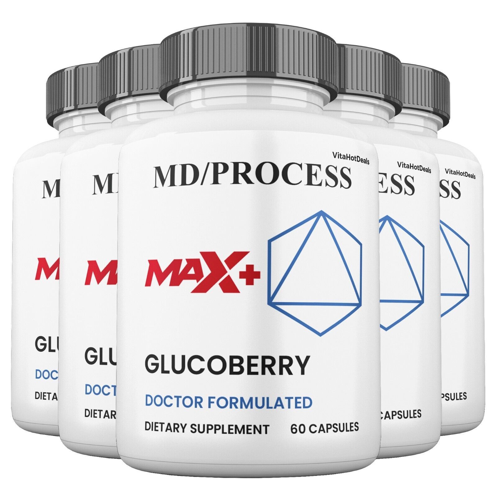 5 Pack Glucoberry Max + Blood Sugar Support Formula 2x Higher Potency