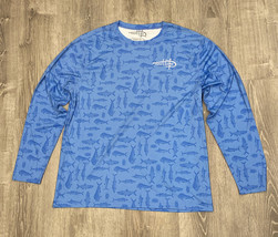 Men&#39;s Reel Life Long Sleeve Shirt Size 2xl Fishing Boat All Over Print Fish Crab - £13.58 GBP