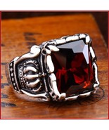 Kings Crown Royal Ruby Red Cubit Cut AAAA Zircon Titainium Unisex Ring - €78,70 EUR