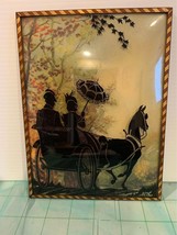 Vintage Reverse Painted Silhouette with Convex Glass &amp; Copper Edge wall art - £12.05 GBP