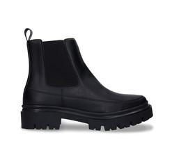 Women chelsea boots black vegan leather ankle shaft lasting confident style - $128.24