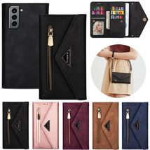 For Samsung S23 S24 Ultra S22 Note 20 Leather Wallet Flip back Strap Case Cover - $67.52