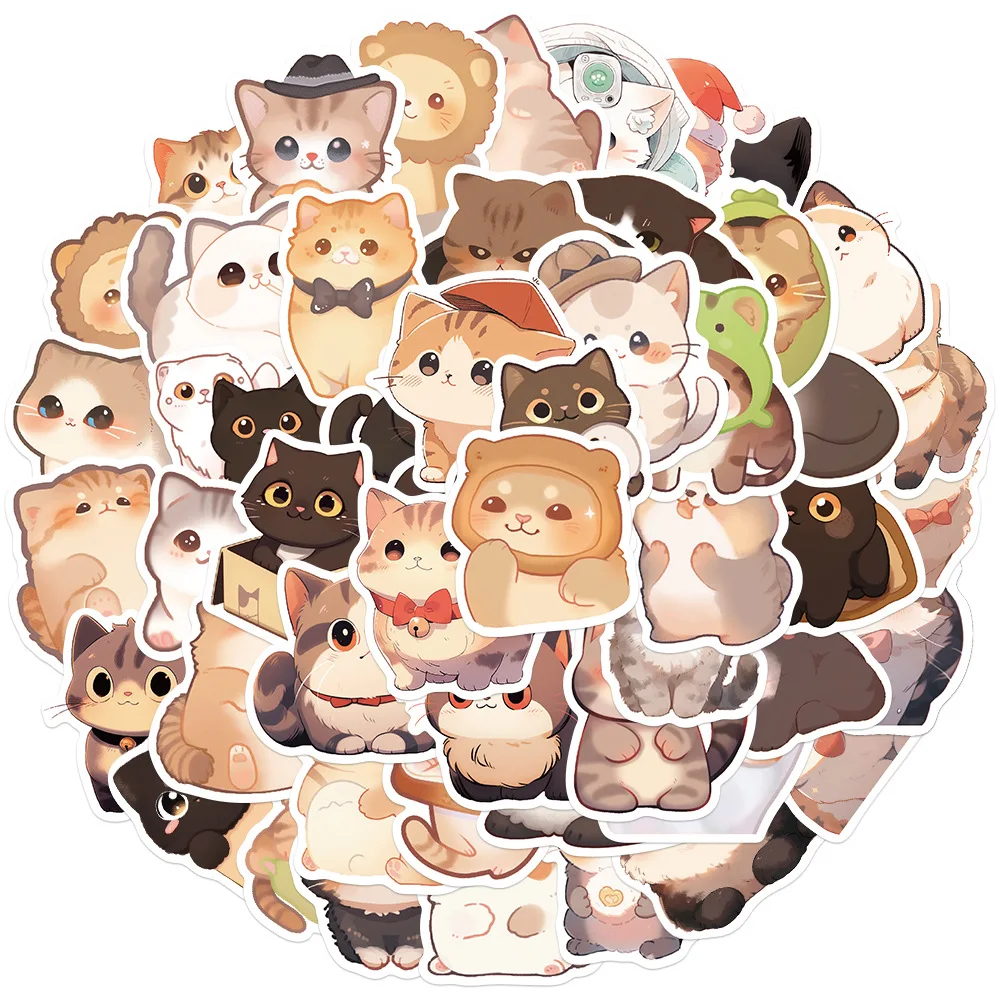 10/50pcs Kawaii Cat Kitty Stickers Cute Animal Decals Kids Toys Scrapbook Laptop - £7.58 GBP+