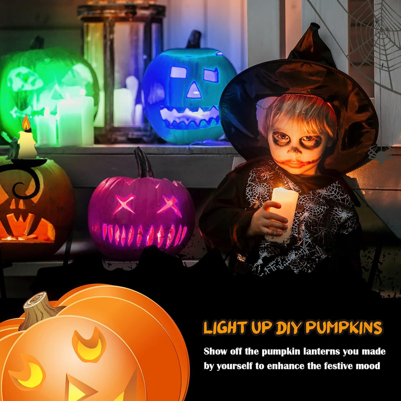 4 Pieces Halloween LED Pumpkin Lights with Remote 16 Multi Colors Timer Colored  Item image 5
