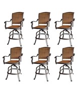 Patio wicker bar stools with arms set of 6 Santa Clara cast aluminum Dar... - £1,716.14 GBP