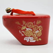 Japanese Red Floral Pokkuri Geta Zori Trinket Box with Mirror Lacquer Sh... - £19.77 GBP
