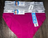 Jockey ~ 2-Pair Women&#39;s Bikini Underwear Panties Cotton Blend Pink Gray ... - £12.46 GBP