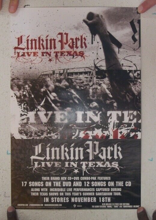 Linkin Park Poster Album DVD Promo Live In Texas Sanitarium Tour Mint - $26.97