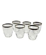 MCM Set 6 Vintage Clear Glass Tumblers With Silver Rim - $698.02 MXN