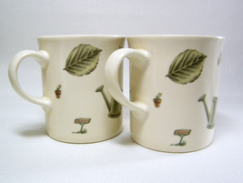 Pfaltzgraff Portfolio Naturewood 2 Coffee Mugs Gardening Design - £12.17 GBP