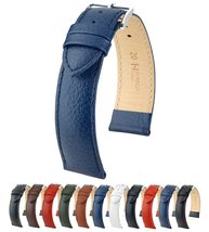 HIRSCH Kansas Buffalo Grain Leather Watch Strap - White Band/Silver Buckle - L - - £29.54 GBP