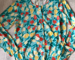 LL Bean Floral Button Front Cardigan Sweater Turquoise orange Cotton Sz ... - £22.31 GBP