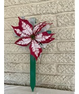 Christmas Cemetery Cross:Candy Cane Poinsettia grave flowers, Red Grave ... - $477.63 MXN