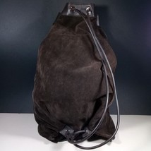 Gucci Rare Brown Suede Leather Vintage Unisex Drawstring Purse Backpack - £379.68 GBP