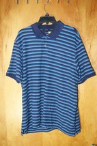 Club Room Mens Estate Performance  Rugby Polo Shirt, Navy w/Blue Stripes, XL - £6.26 GBP