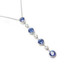 Authentic! Tiffany &amp; Co Platinum Jazz Diamond Tanzanite Pendant Necklace - $5,000.00
